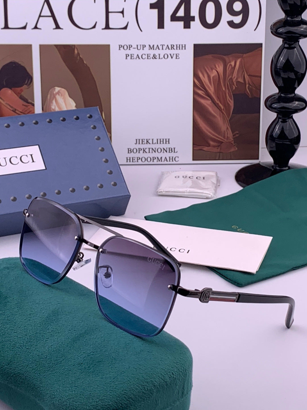 Gucci G11746 Aviator Black Lens Sunglasses for Men & Women - 398391 - detail image 2