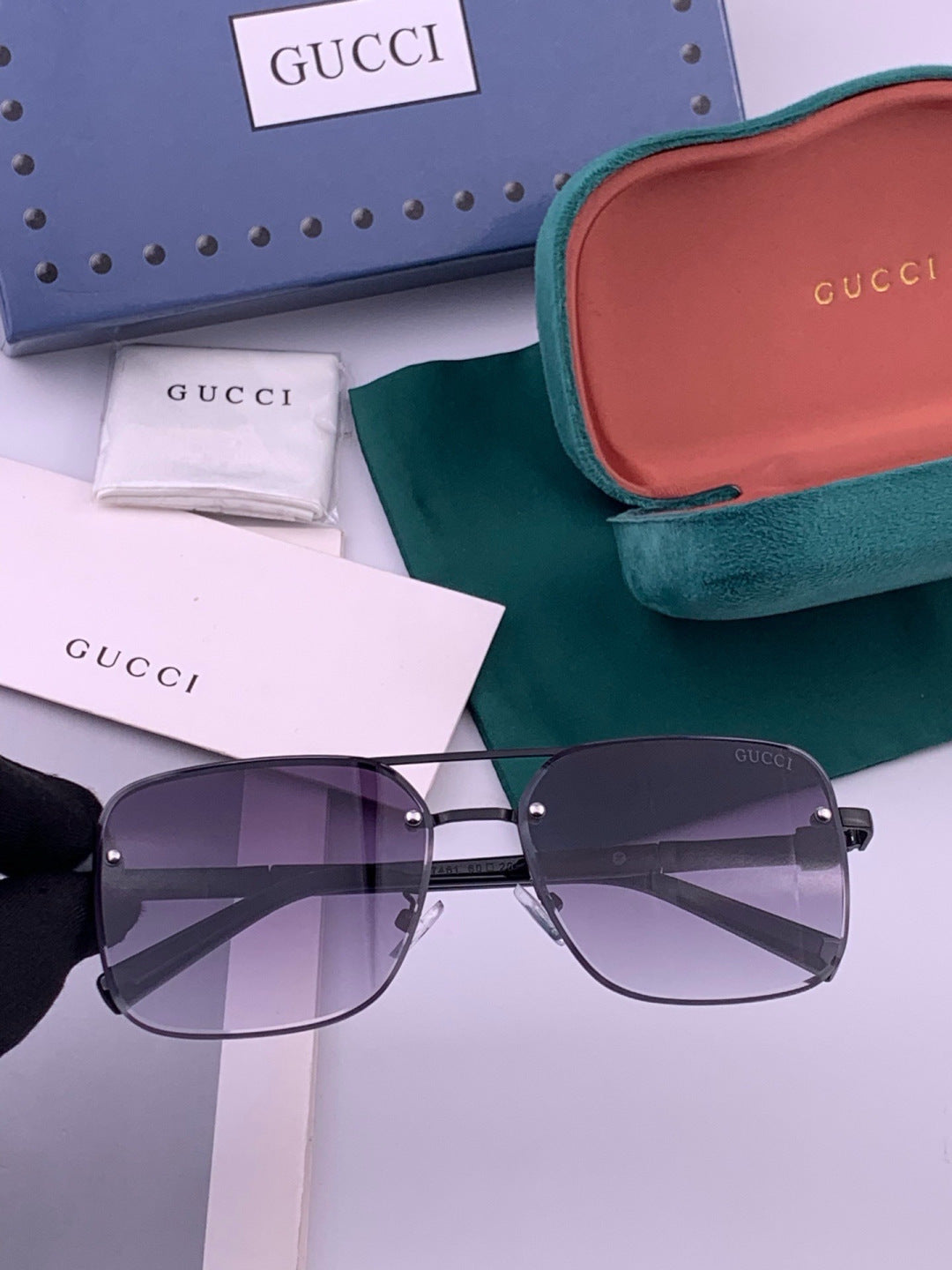 Gucci G11746 Aviator Black Lens Sunglasses for Men & Women - 398392