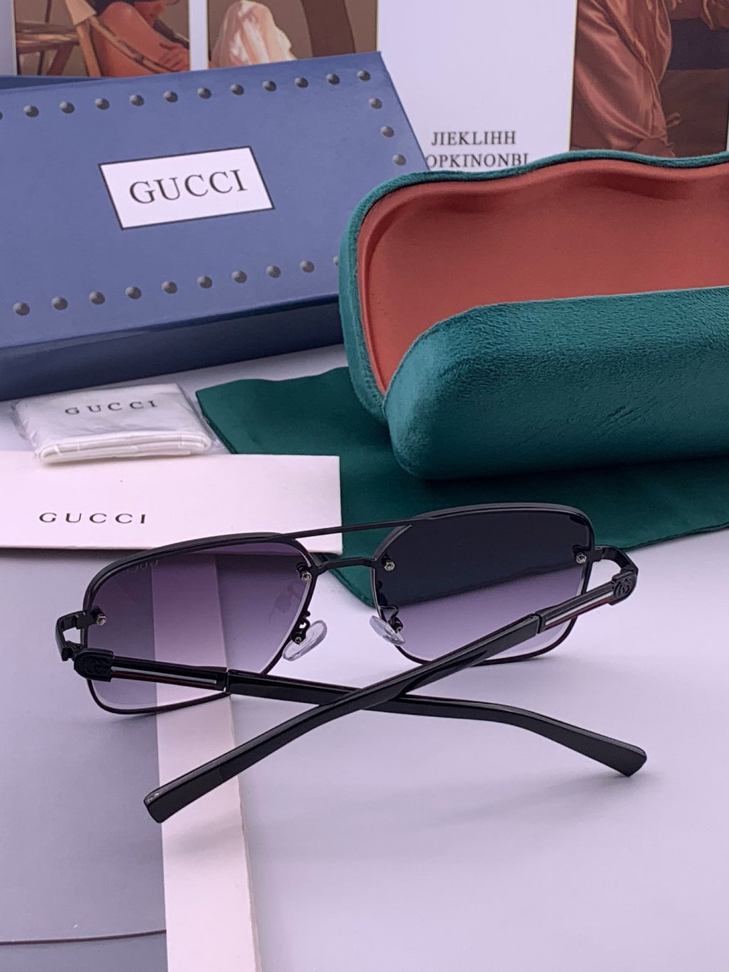 Gucci G11746 Aviator Black Lens Sunglasses for Men & Women - 398392 - detail image 4