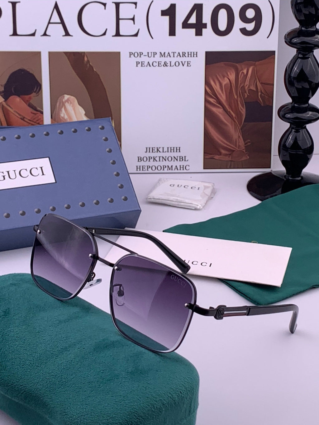 Gucci G11746 Aviator Black Lens Sunglasses for Men & Women - 398392 - detail image 2
