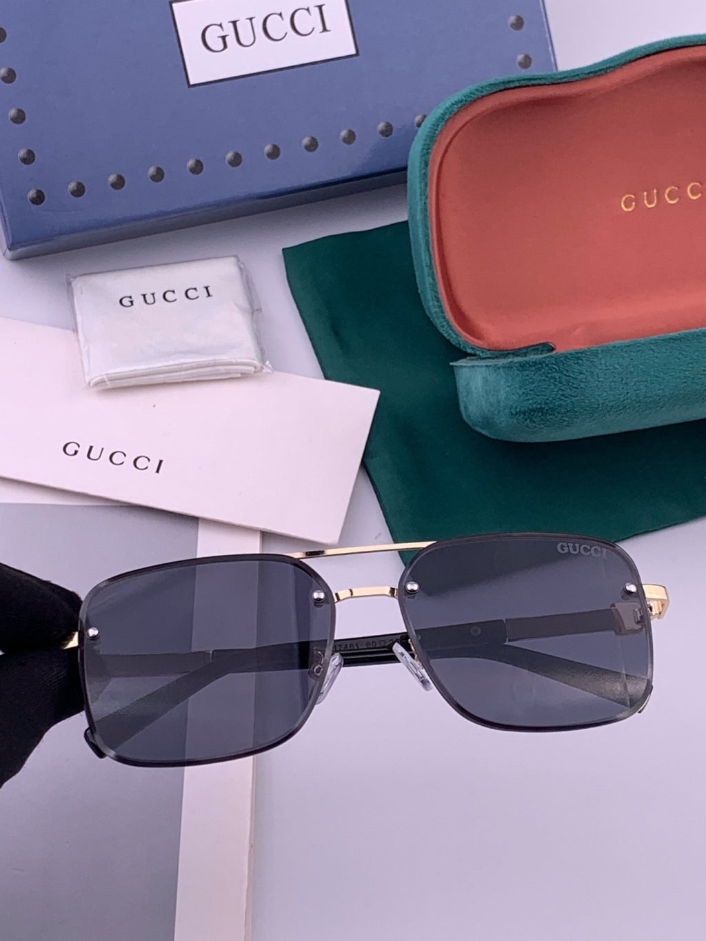 Gucci G11746 Aviator Black Lens Sunglasses for Men & Women - 398393