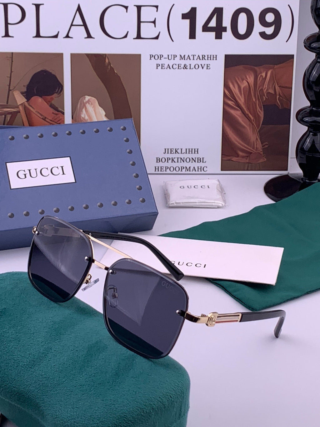 Gucci G11746 Aviator Black Lens Sunglasses for Men & Women - 398393 - detail image 2
