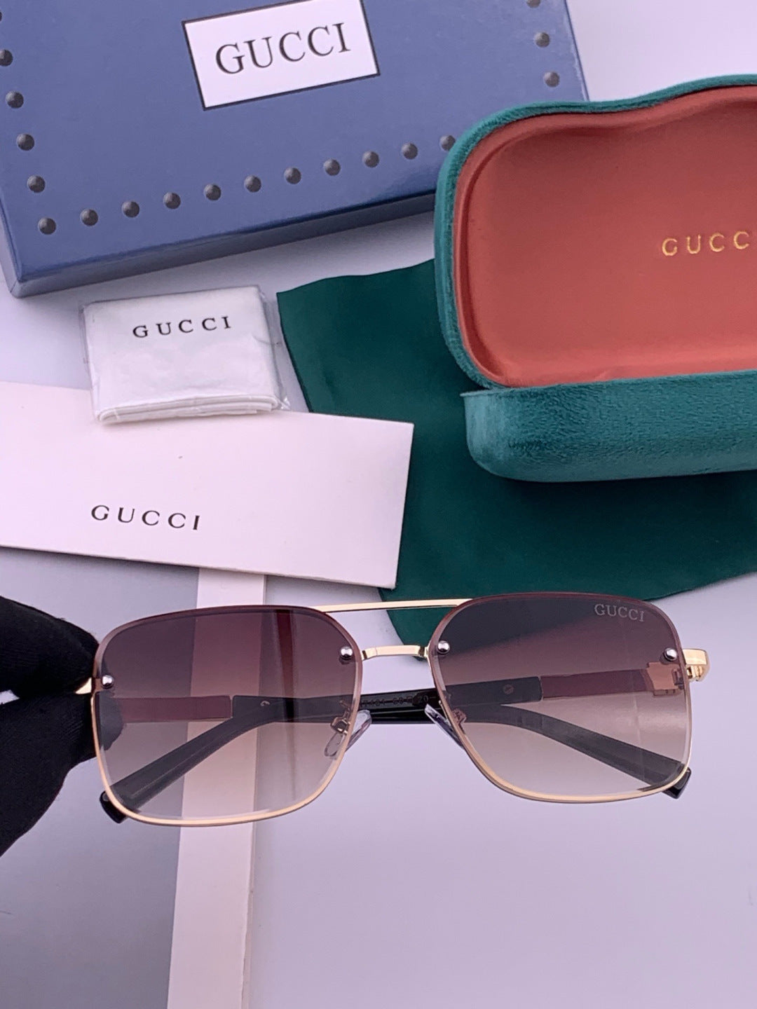 Gucci G11746 Aviator Black Lens Sunglasses for Men & Women