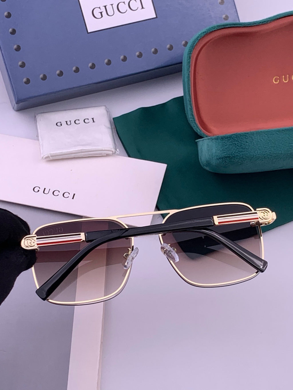 Gucci G11746 Aviator Black Lens Sunglasses for Men & Women - detail image 4