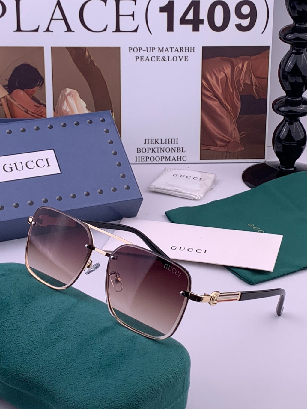 Gucci G11746 Aviator Black Lens Sunglasses for Men & Women - detail image 2