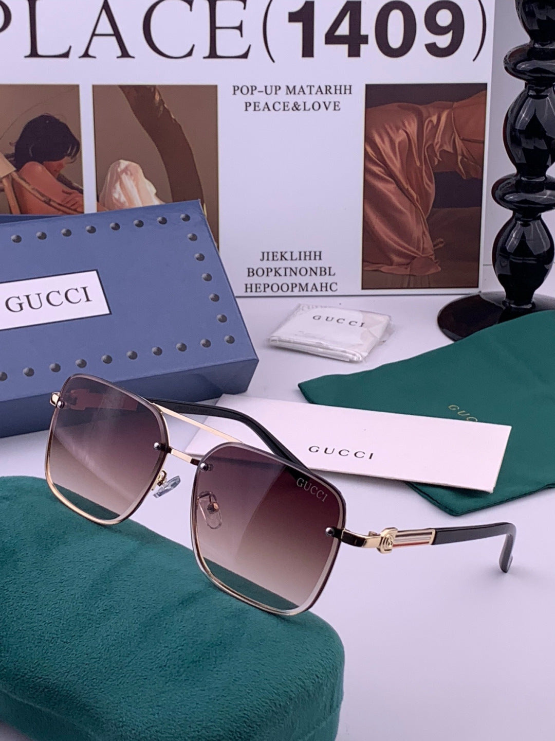 Gucci G11746 Aviator Black Lens Sunglasses for Men & Women - detail image 2