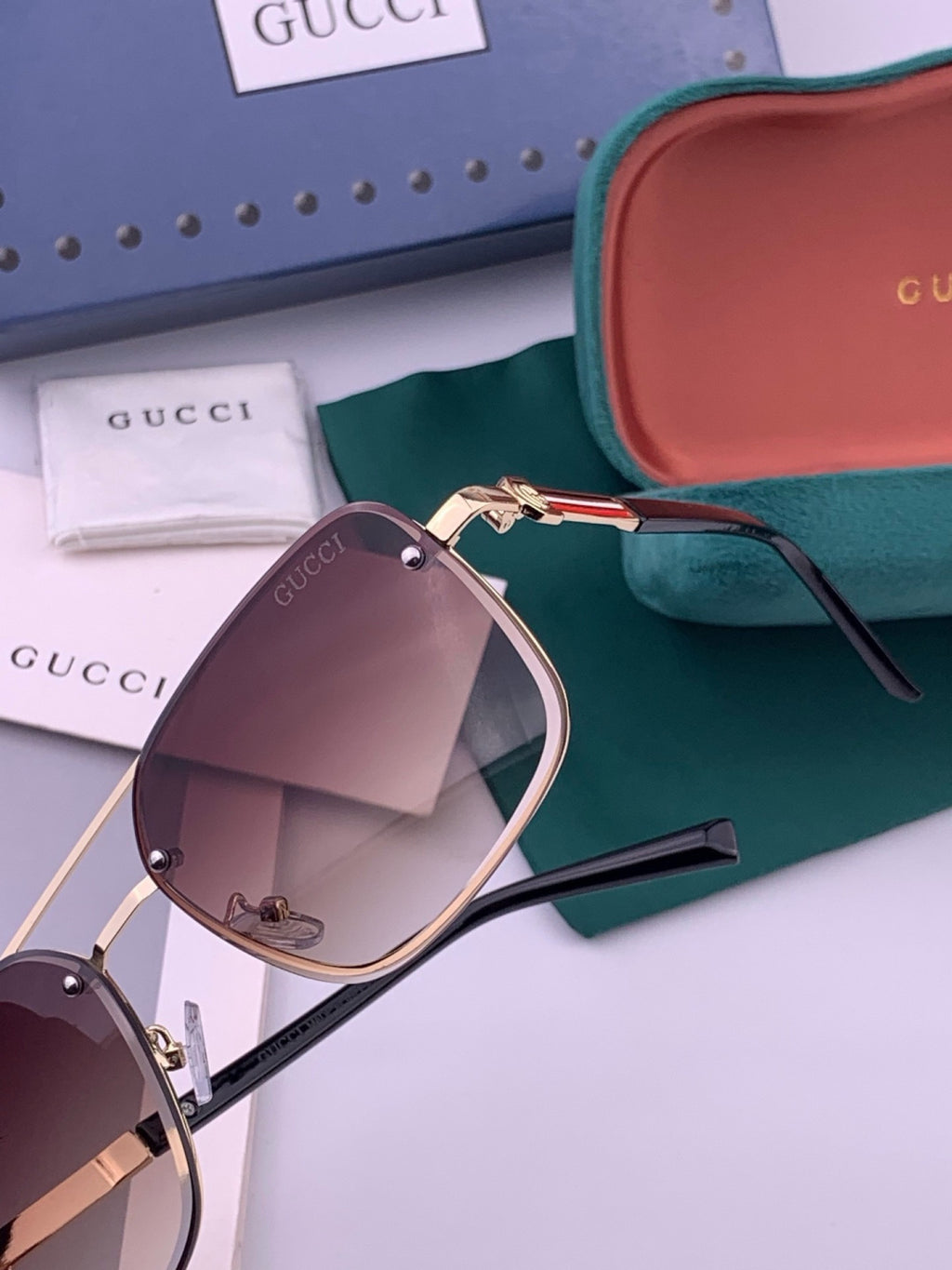 Gucci G11746 Aviator Black Lens Sunglasses for Men & Women - detail image 3