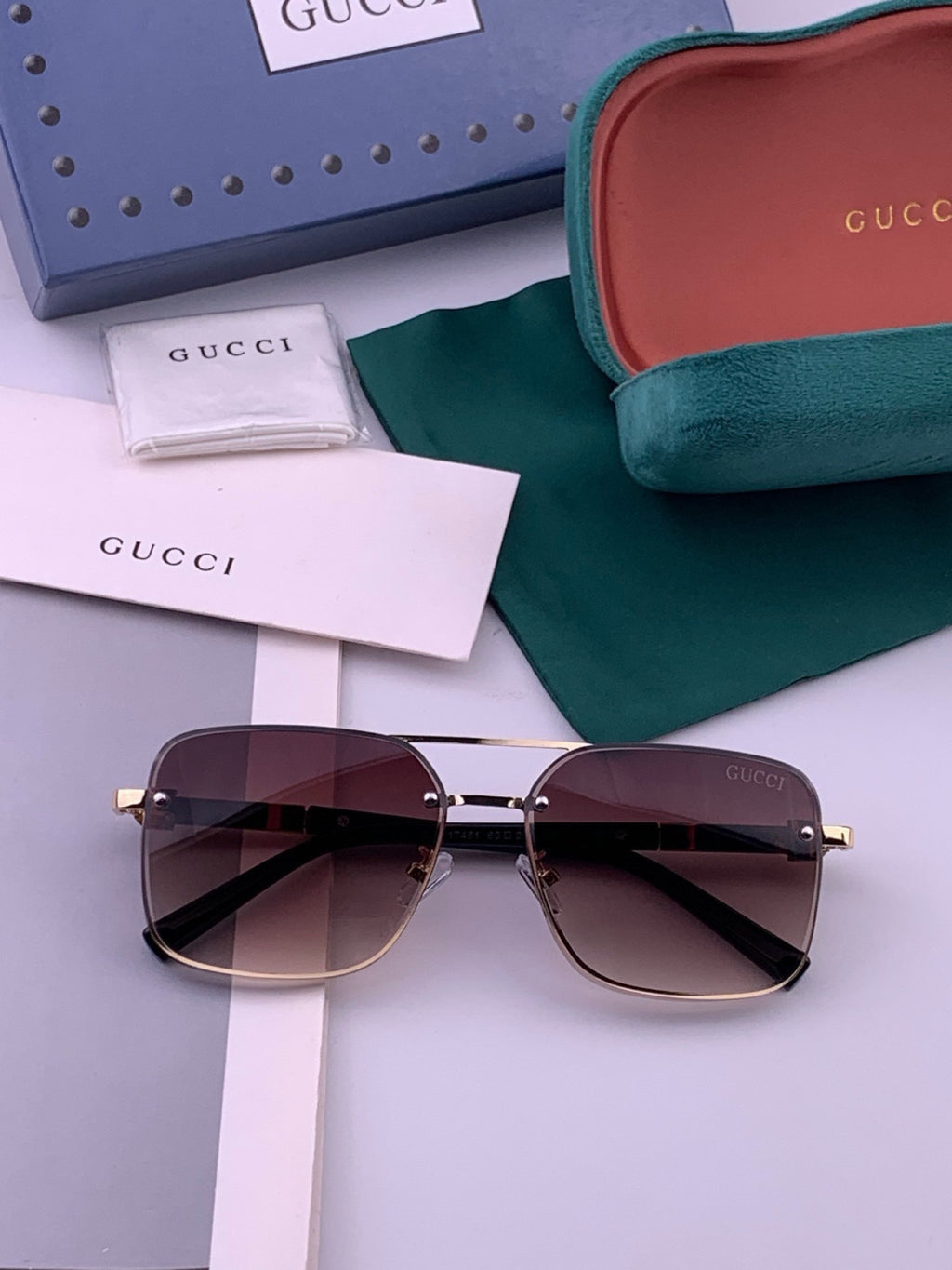 Gucci G11746 Aviator Black Lens Sunglasses for Men & Women - detail image 7