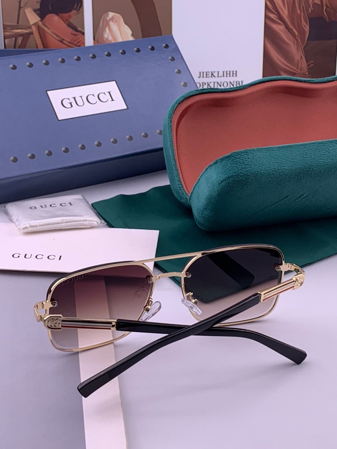 Gucci G11746 Aviator Black Lens Sunglasses for Men & Women - detail image 5