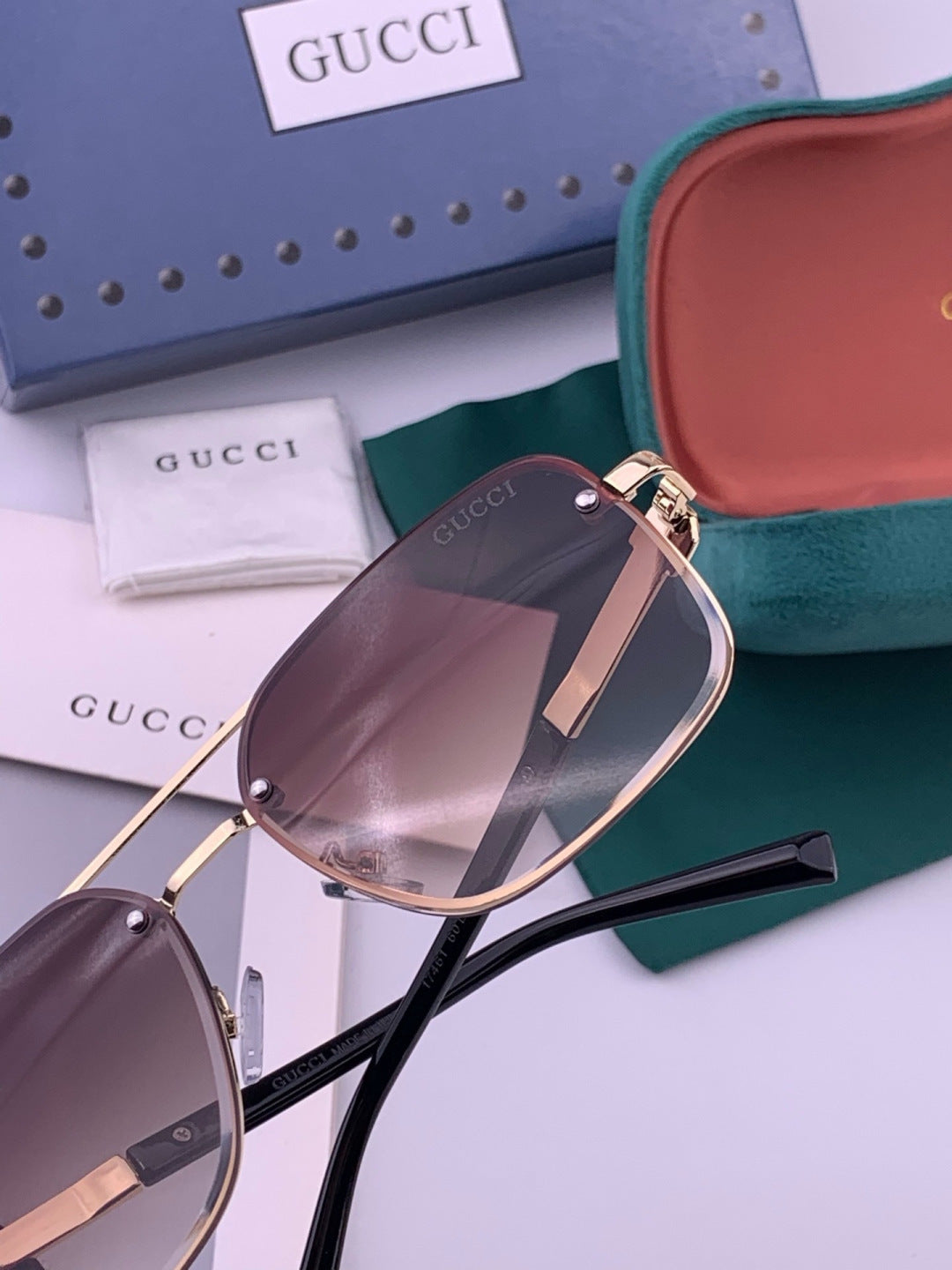 Gucci G11746 Aviator Black Lens Sunglasses for Men & Women - detail image 6