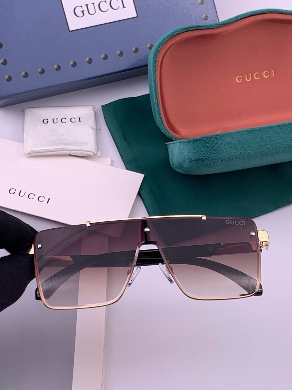 Gucci G51754 Aviator Black Lens Sunglasses for Men & Women - 398396
