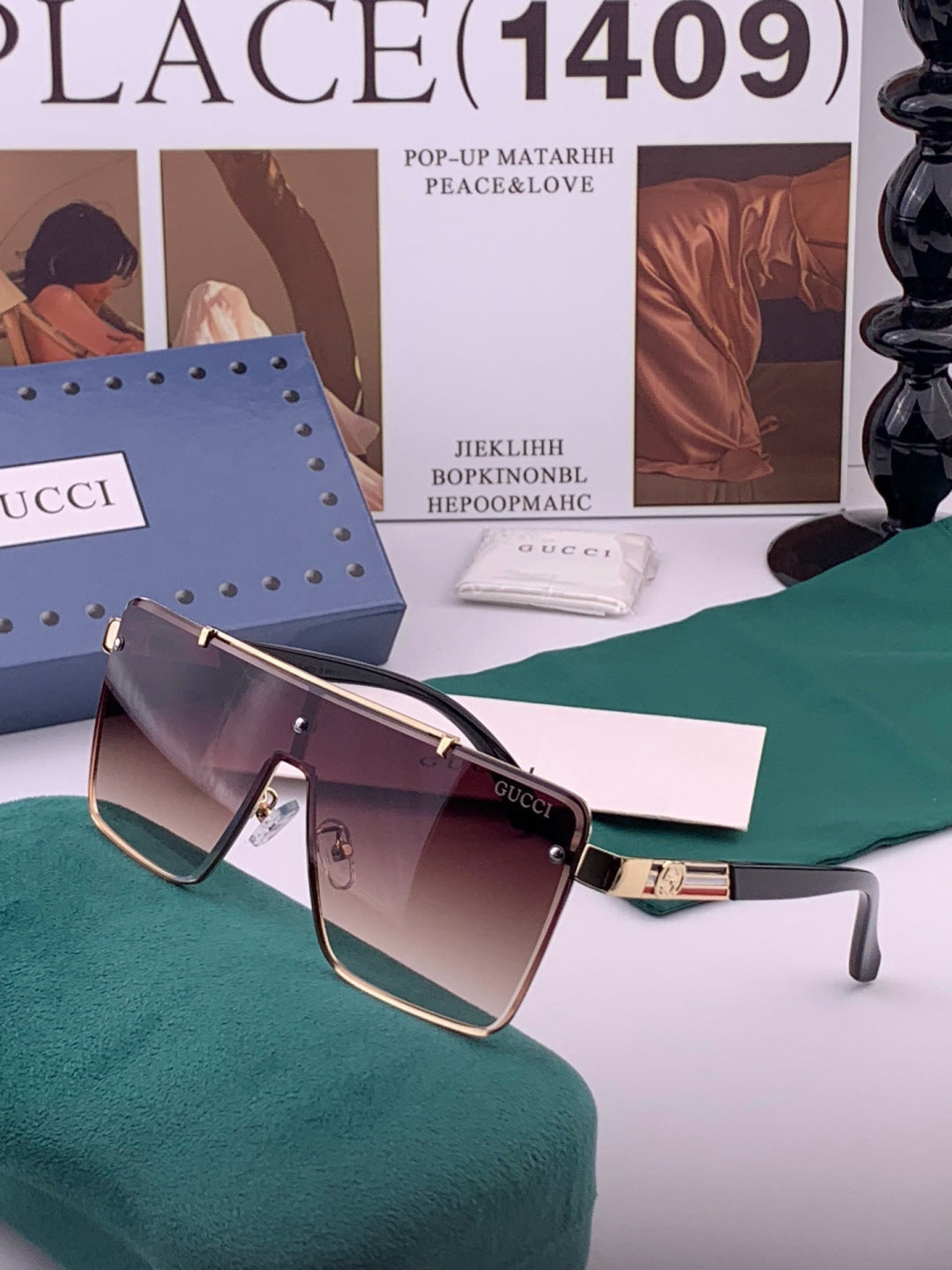 Gucci G51754 Aviator Black Lens Sunglasses for Men & Women - 398396 - detail image 2