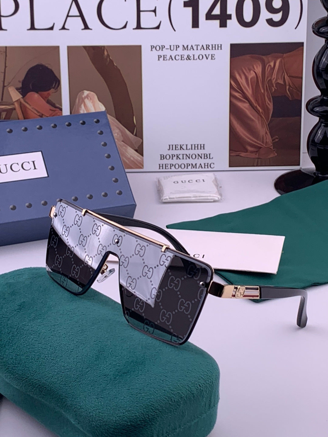 Gucci G51754 Aviator Blue Lens Sunglasses for Men & Women - 398397 - detail image 2