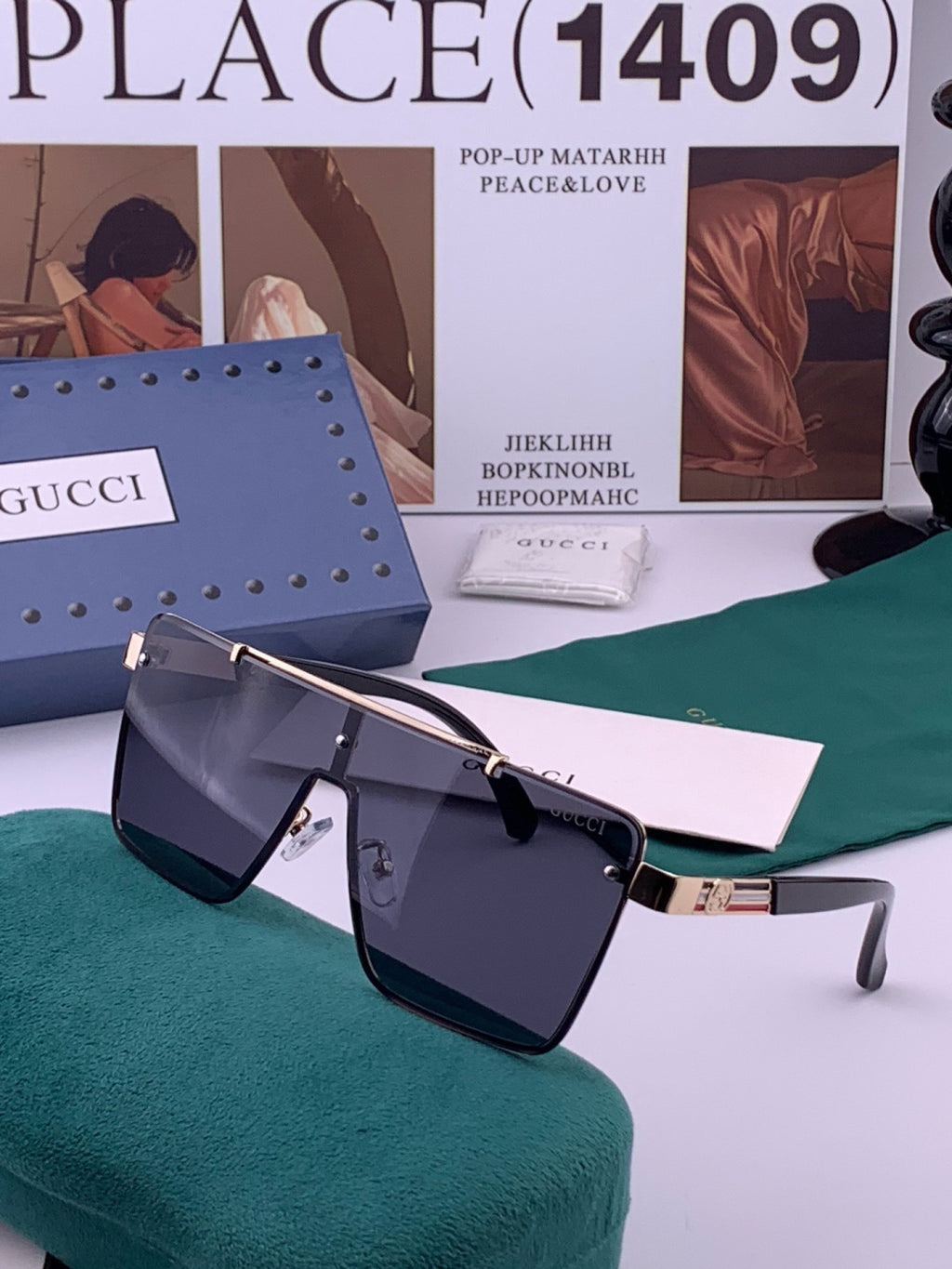 Gucci G51754 Aviator Black Lens Sunglasses for Men & Women - 398399 - detail image 2
