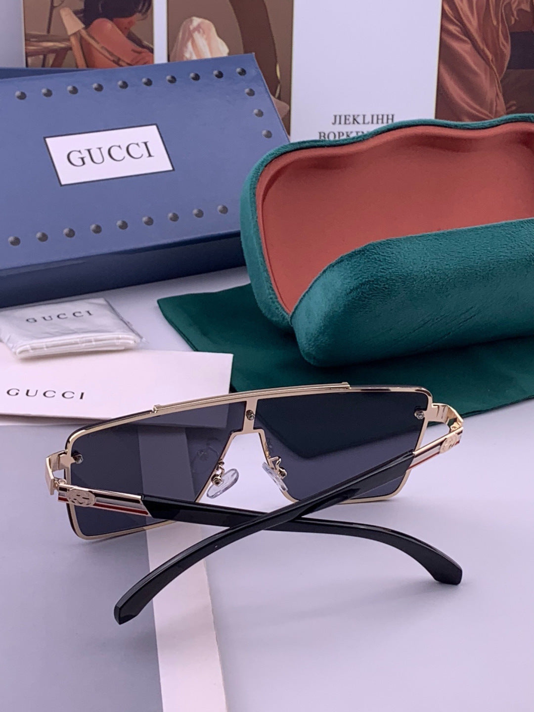 Gucci G51754 Aviator Black Lens Sunglasses for Men & Women - 398399 - detail image 5
