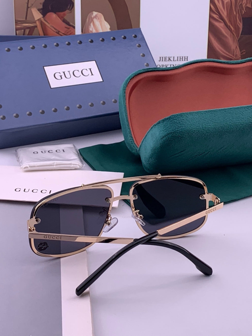 Gucci G41741 Aviator Black Lens Sunglasses for Men & Women - 398400 - detail image 5