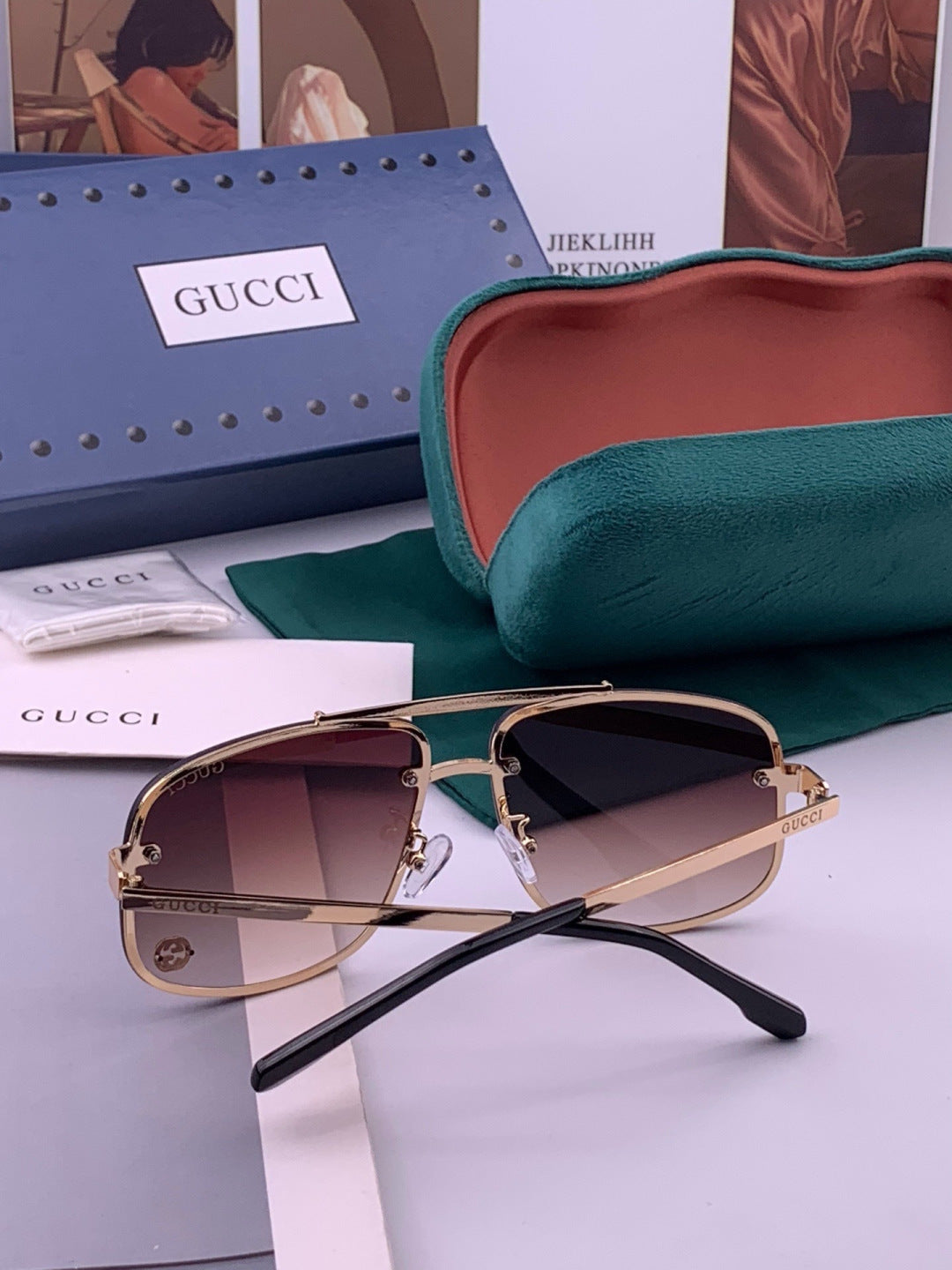 Gucci G41741 Aviator Black Lens Sunglasses for Men & Women - 398401 - detail image 7