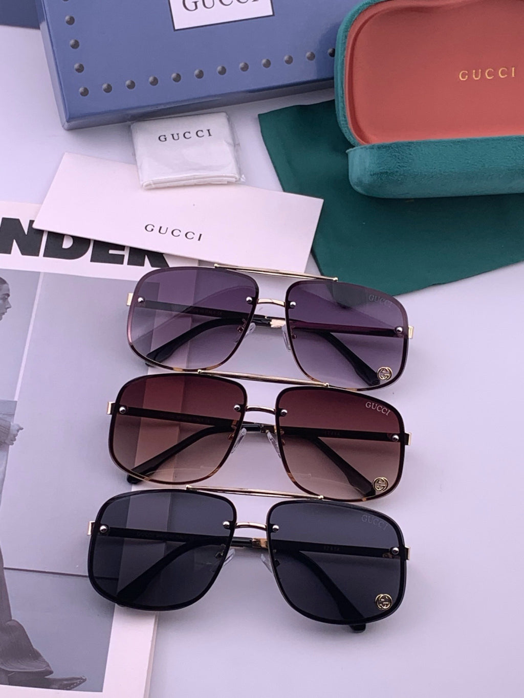 Gucci G41741 Aviator Black Lens Sunglasses for Men & Women - 398401 - detail image 8