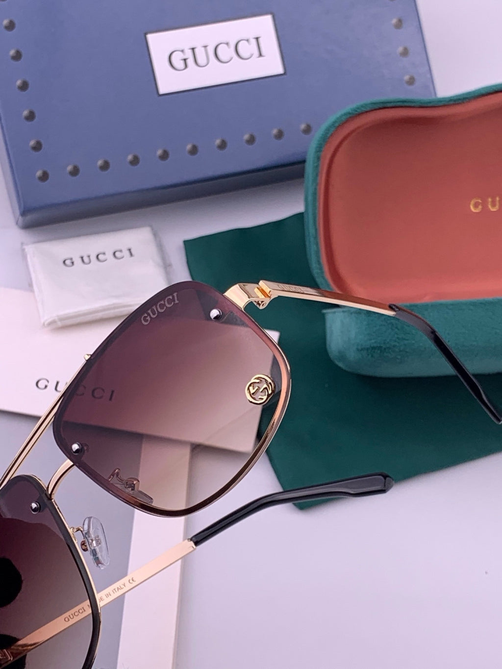 Gucci G41741 Aviator Black Lens Sunglasses for Men & Women - 398401 - detail image 3