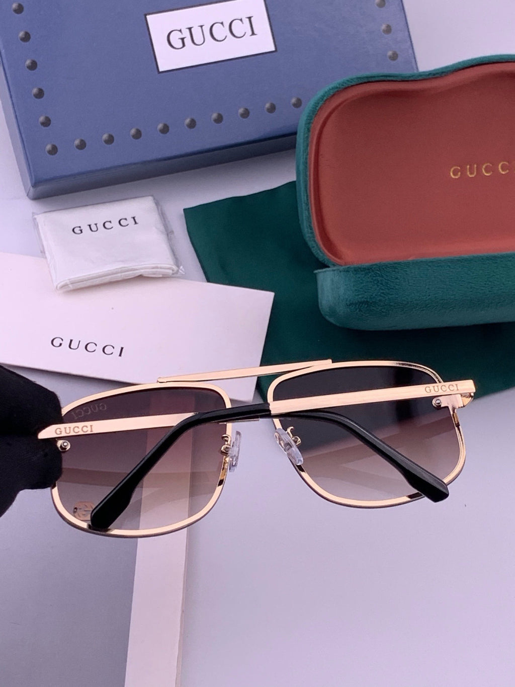 Gucci G41741 Aviator Black Lens Sunglasses for Men & Women - 398401 - detail image 4