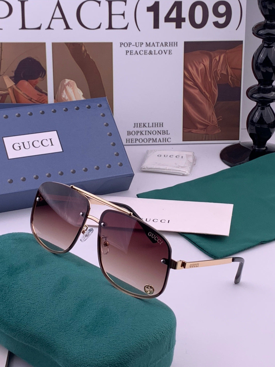 Gucci G41741 Aviator Black Lens Sunglasses for Men & Women - 398401 - detail image 2