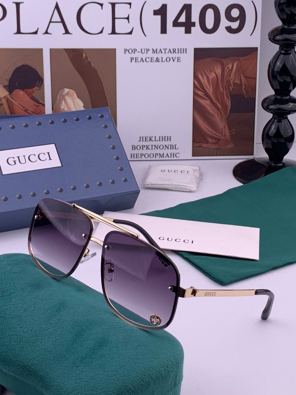 Gucci G41741 Aviator Black Lens Sunglasses for Men & Women - 398402 - detail image 2