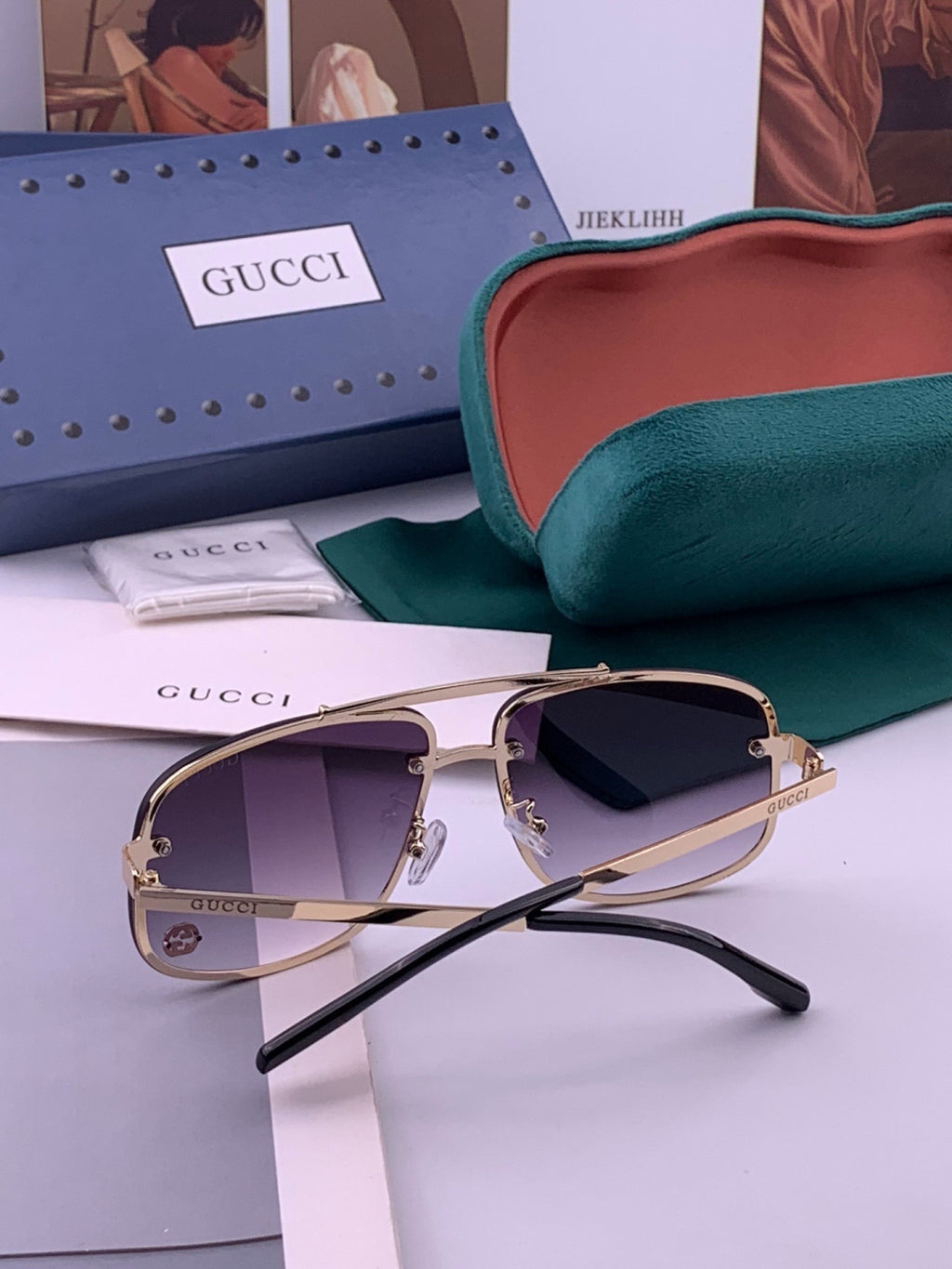 Gucci G41741 Aviator Black Lens Sunglasses for Men & Women - 398402 - detail image 7