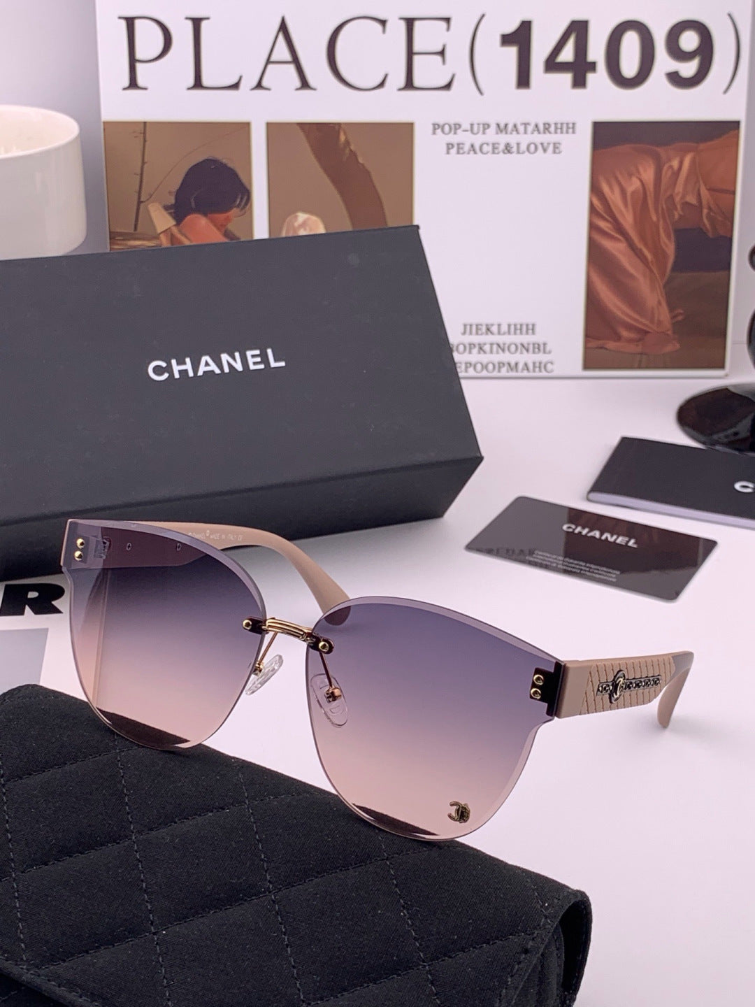 Chanel CH0973 Polarized Round Pink Lens Sunglasses for Women - 398560 - detail image 6