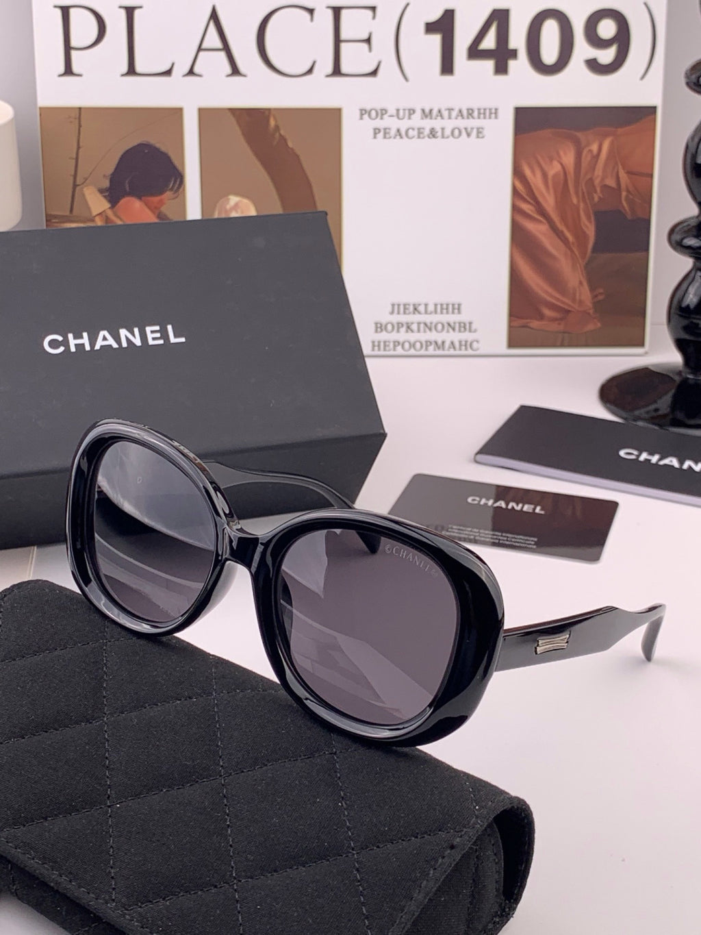 Chanel CH3992 Polarized Square Gold Lens Sunglasses for Women - detail image 4
