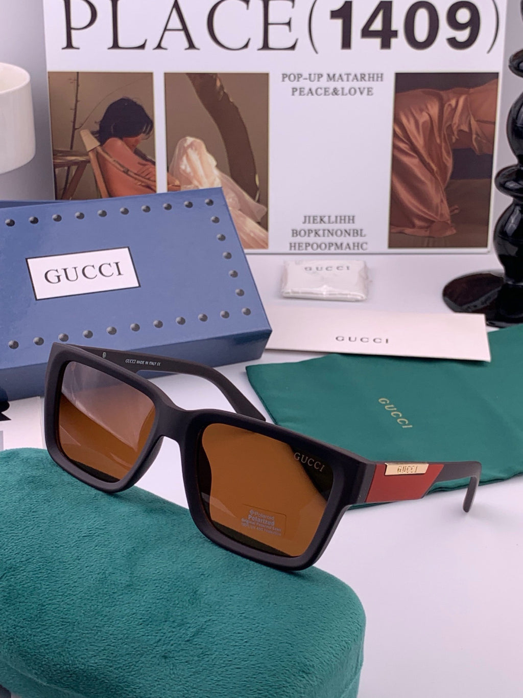 Gucci G8511 Polarized Square Red Lens Sunglasses for Women - 398378 - detail image 4
