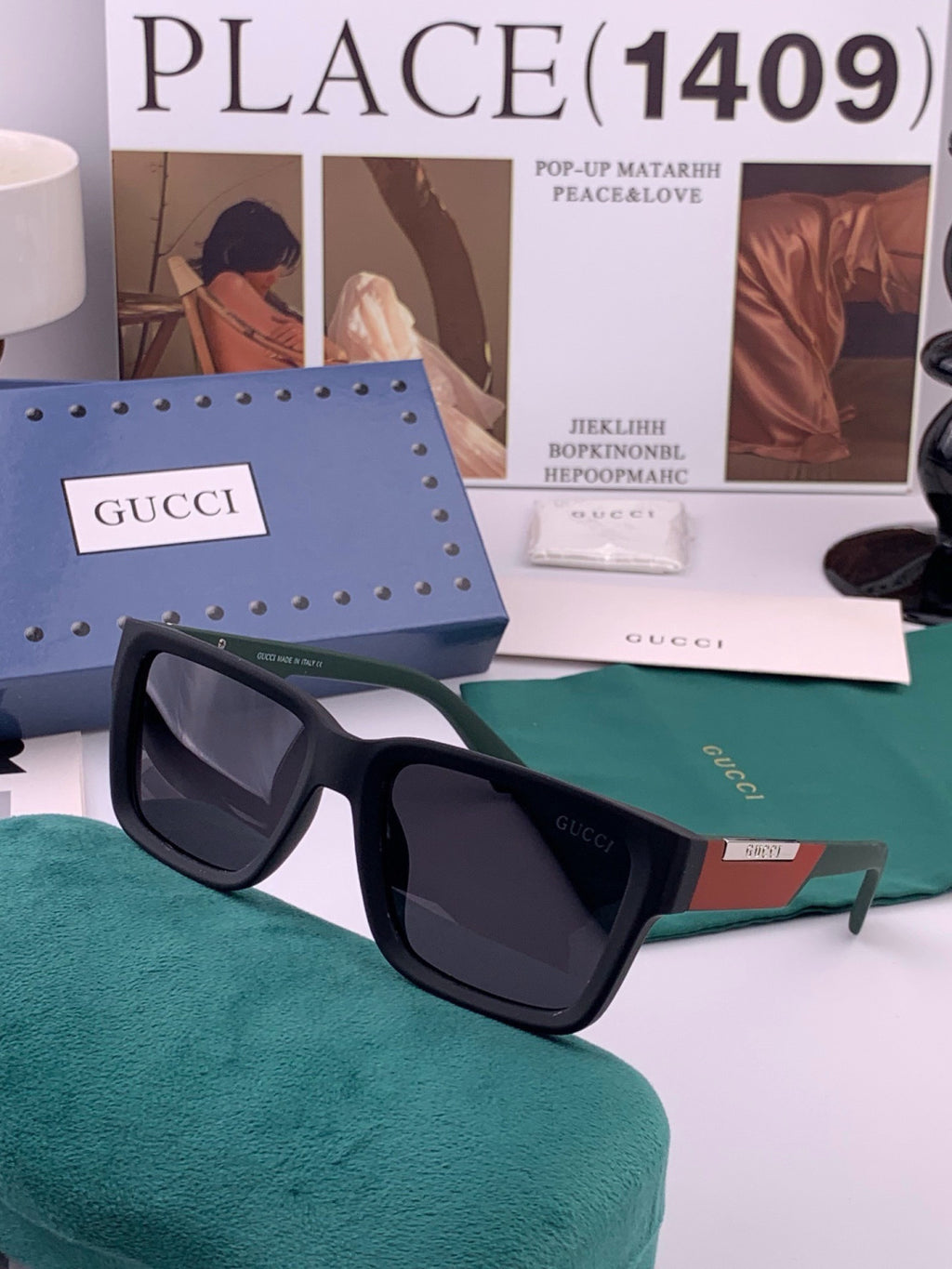 Gucci G8511 Polarized Square Red Lens Sunglasses for Women - 398378 - detail image 3