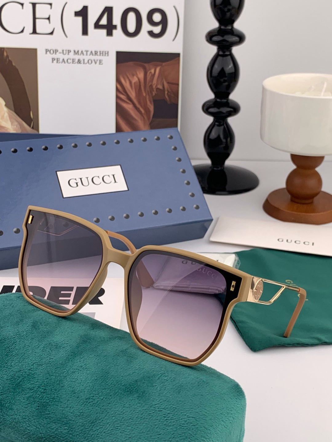 Gucci G9294 Polarized Square Red Lens Sunglasses for Men & Women - 398379