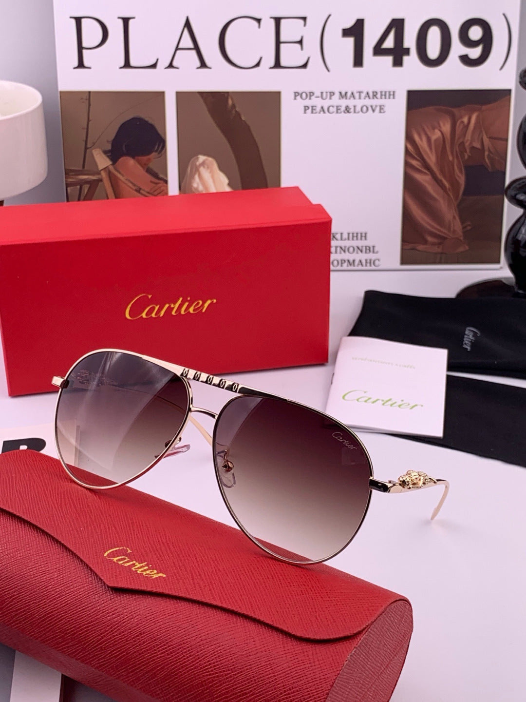 Cartier K41758 Fashion Red Lens Sunglasses for Men & Women - 398997 - detail image 5