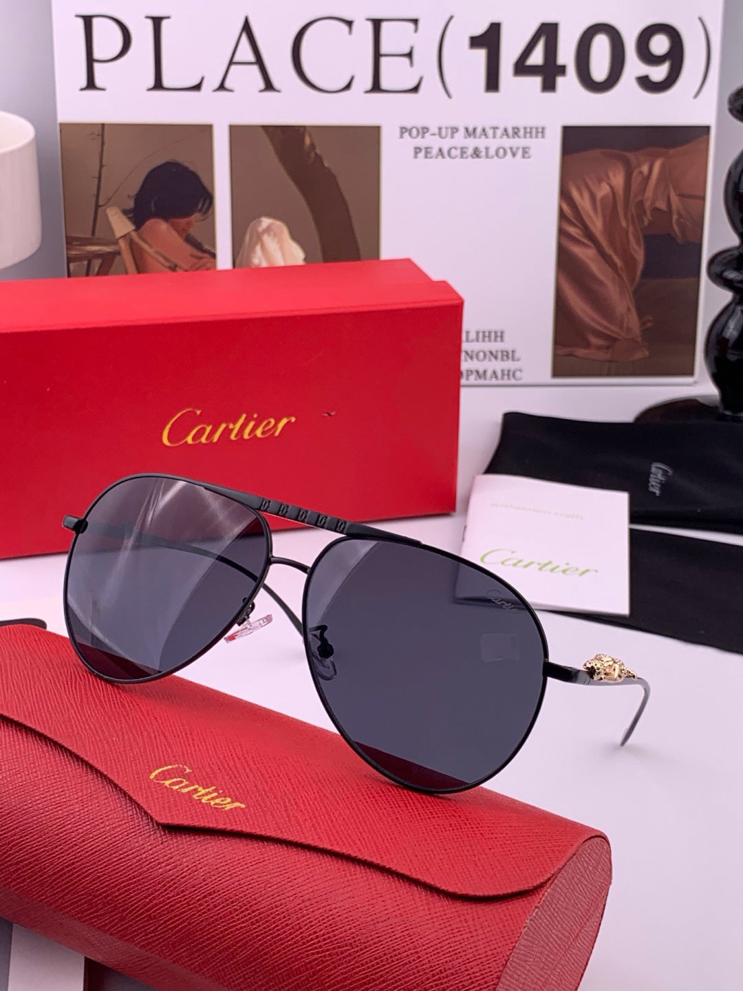 Cartier K41758 Fashion Red Lens Sunglasses for Men & Women - 398997 - detail image 4