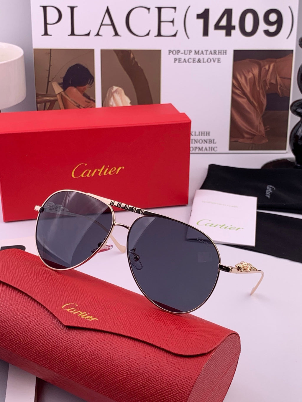 Cartier K41758 Fashion Red Lens Sunglasses for Men & Women - 398997 - detail image 3
