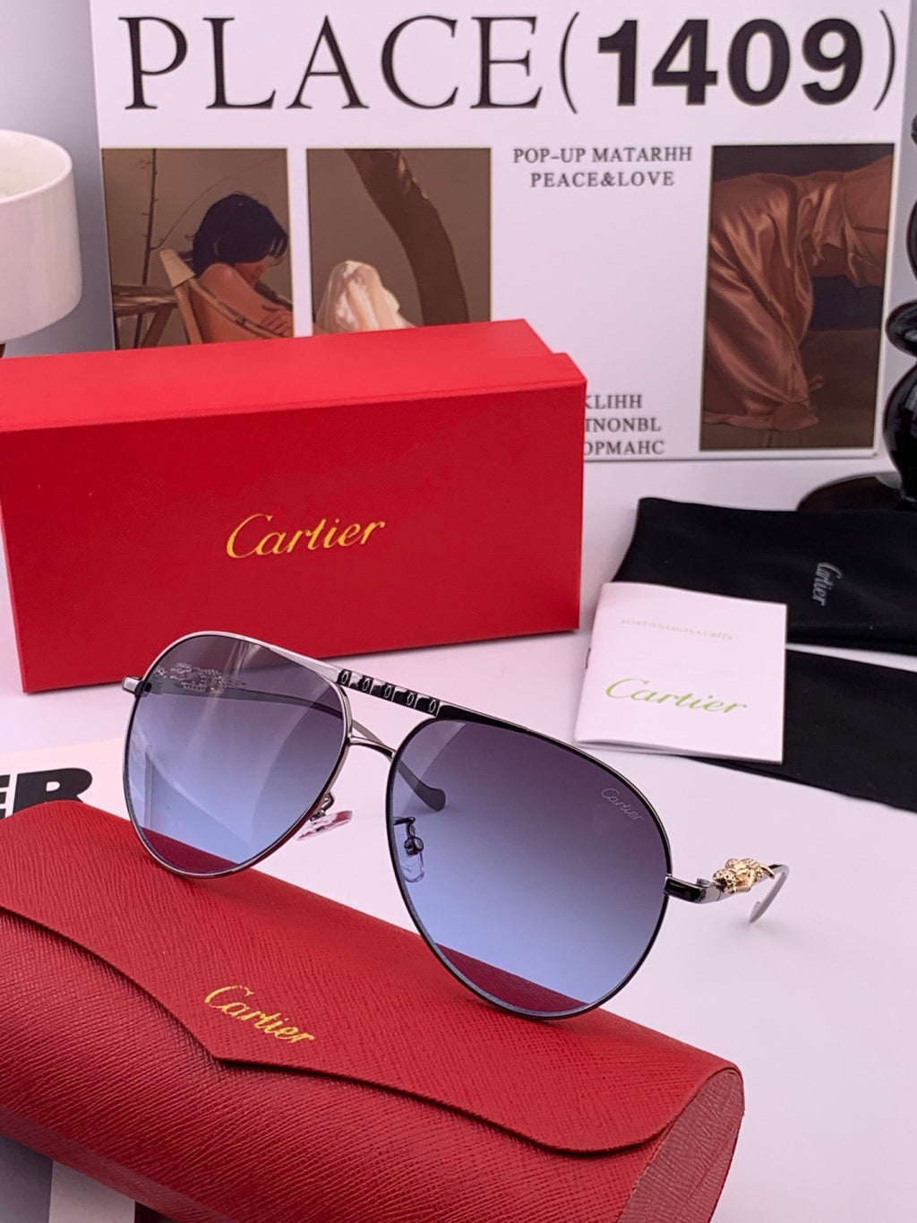 Cartier K41758 Fashion Red Lens Sunglasses for Men & Women - 398997