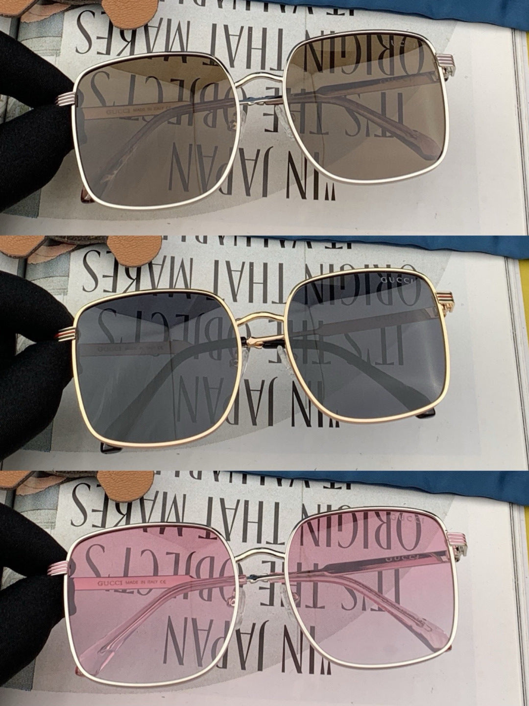Gucci G3145 Metal Square Red Lens Sunglasses for Men & Women - 398380 - detail image 3