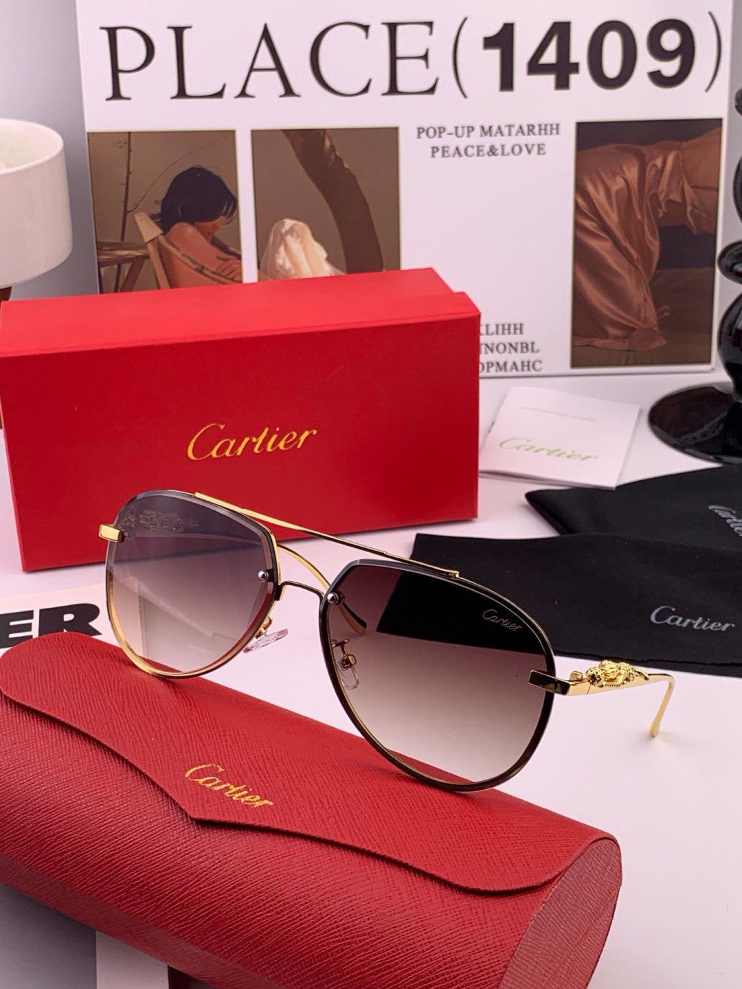 Cartier K21758 Fashion Black Lens Sunglasses for Men & Women - 398999 - detail image 5