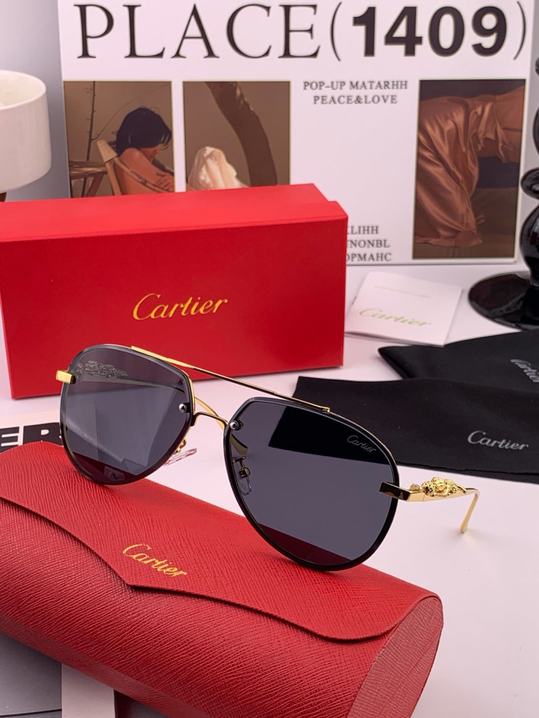 Cartier K21758 Fashion Black Lens Sunglasses for Men & Women - 398999 - detail image 6