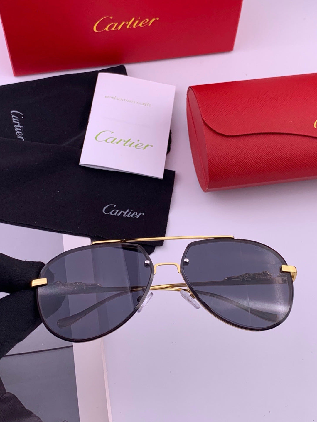 Cartier K21758 Fashion Black Lens Sunglasses for Men & Women - 398999