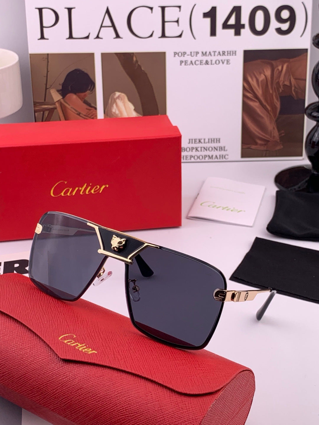 Cartier K11735 Fashion Black Lens Sunglasses for Men & Women - 398993 - detail image 2
