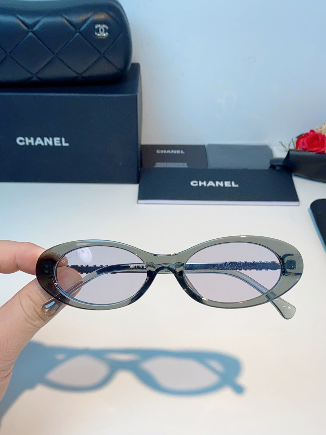 Chanel Cat-Eye Gray Lens Sunglasses for Men & Women - 398603 - detail image 4