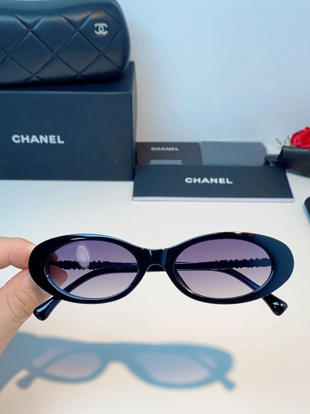 Chanel Cat-Eye Gray Lens Sunglasses for Men & Women - 398606 - detail image 4