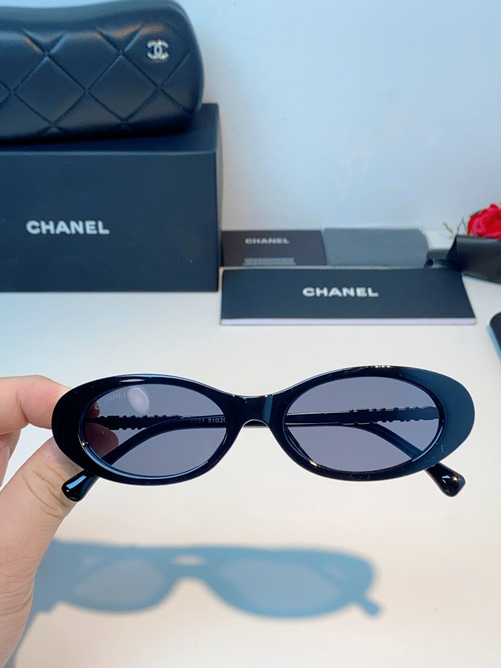 Chanel Cat-Eye Gray Lens Sunglasses for Men & Women - detail image 4
