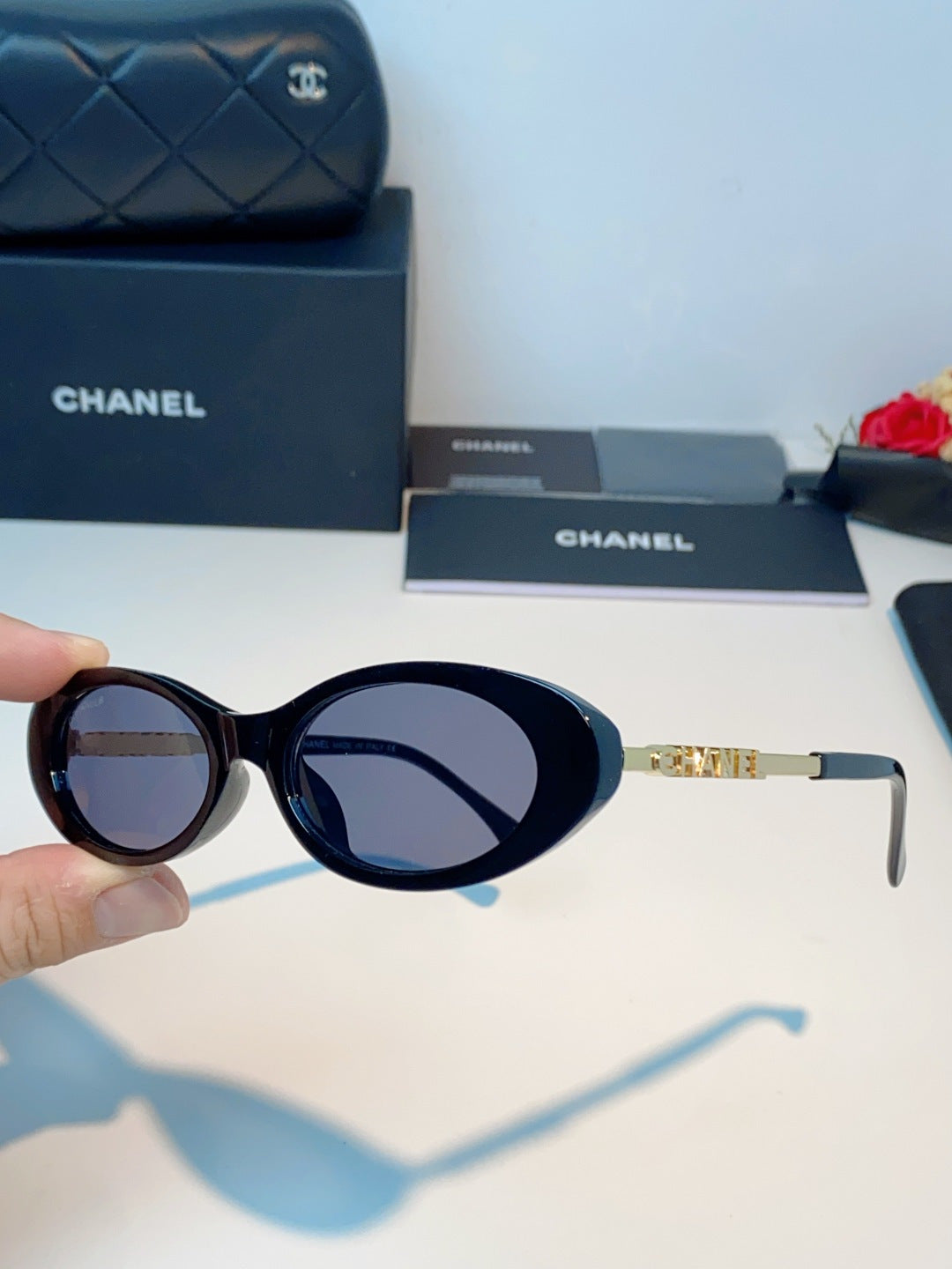 Chanel Cat-Eye Gray Lens Sunglasses for Men & Women - detail image 6