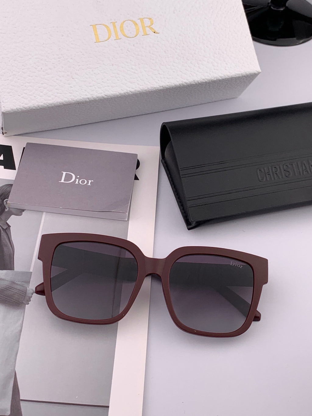 Dior D8304 Square Black Lens Sunglasses for Men & Women
