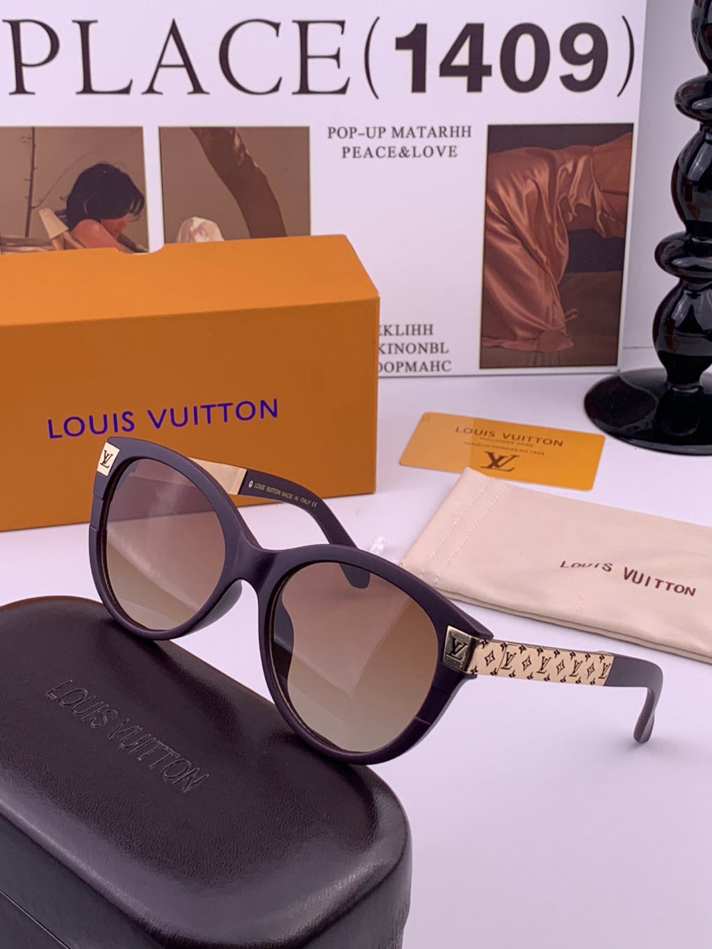 Louis Vuitton L87000 Oversized Black Lens Sunglasses for Men & Women - 398213 - detail image 2
