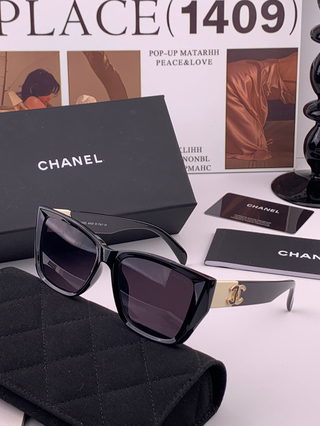 Chanel CH1311 Polarized Square Black Lens Sunglasses for Men & Women - 398637
