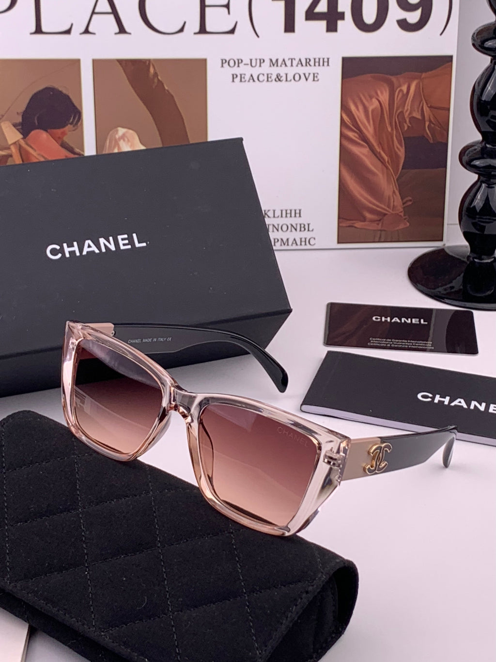 Chanel CH1311 Polarized Square Black Lens Sunglasses for Men & Women - 398638