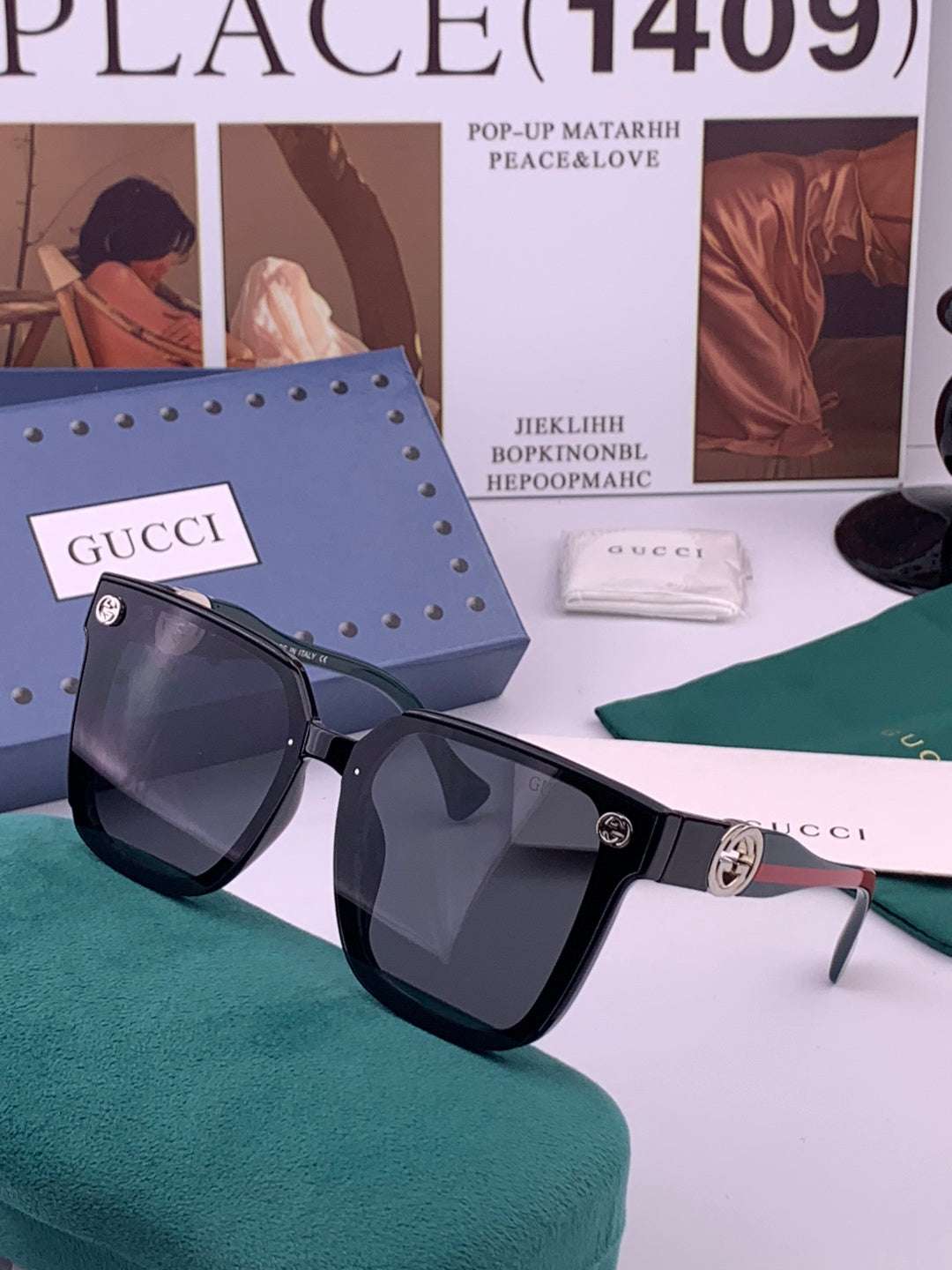 Gucci G1620 Square Gold Lens Sunglasses for Men & Women - 398273 - detail image 2